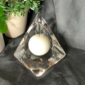 Nybro Sweden Pyramid Glass Candle Holder, Votive or Tea Light by Tord Kjellstrom